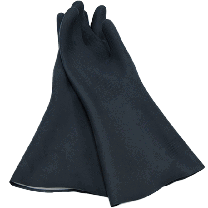 black industrial rubber gloves