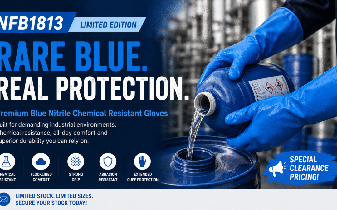 Limited Edition NFB1813 Blue Nitrile Chemical Resistant Gloves for PPE Brands & Distributors
