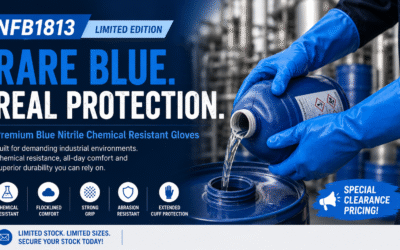 Limited Edition NFB1813 Blue Nitrile Chemical Resistant Gloves for PPE Brands & Distributors