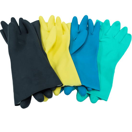 dark green rubber gloves