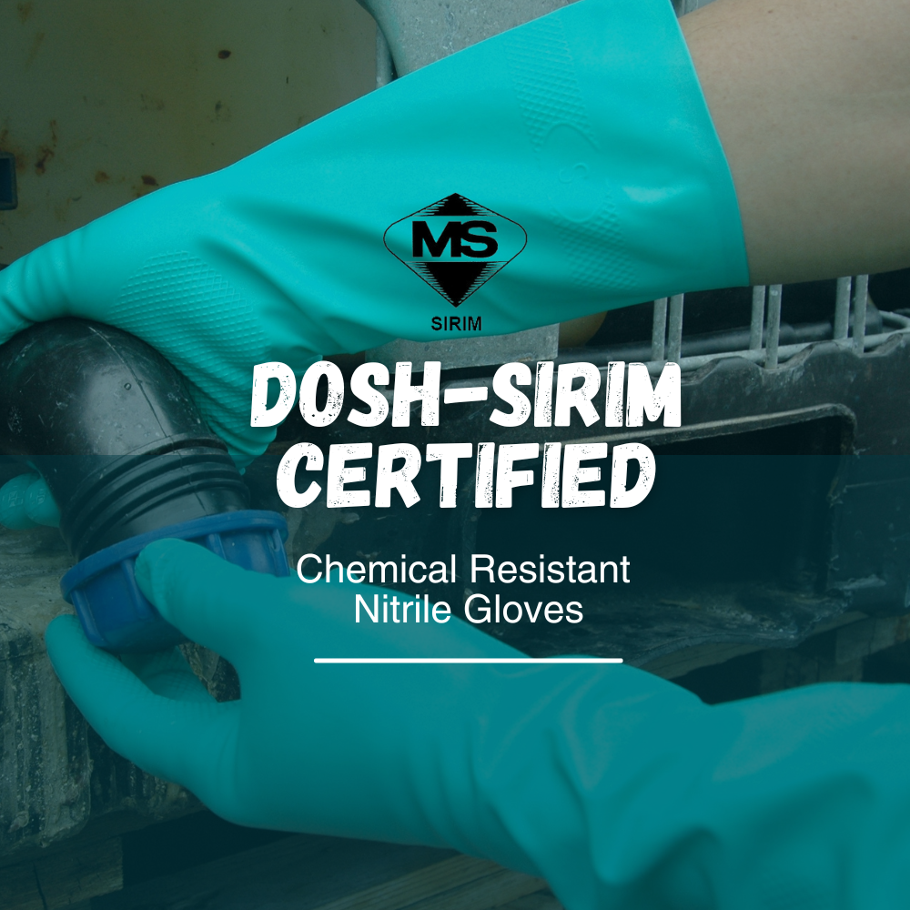 dosh-sirim certified chemical resistant nitrile gloves